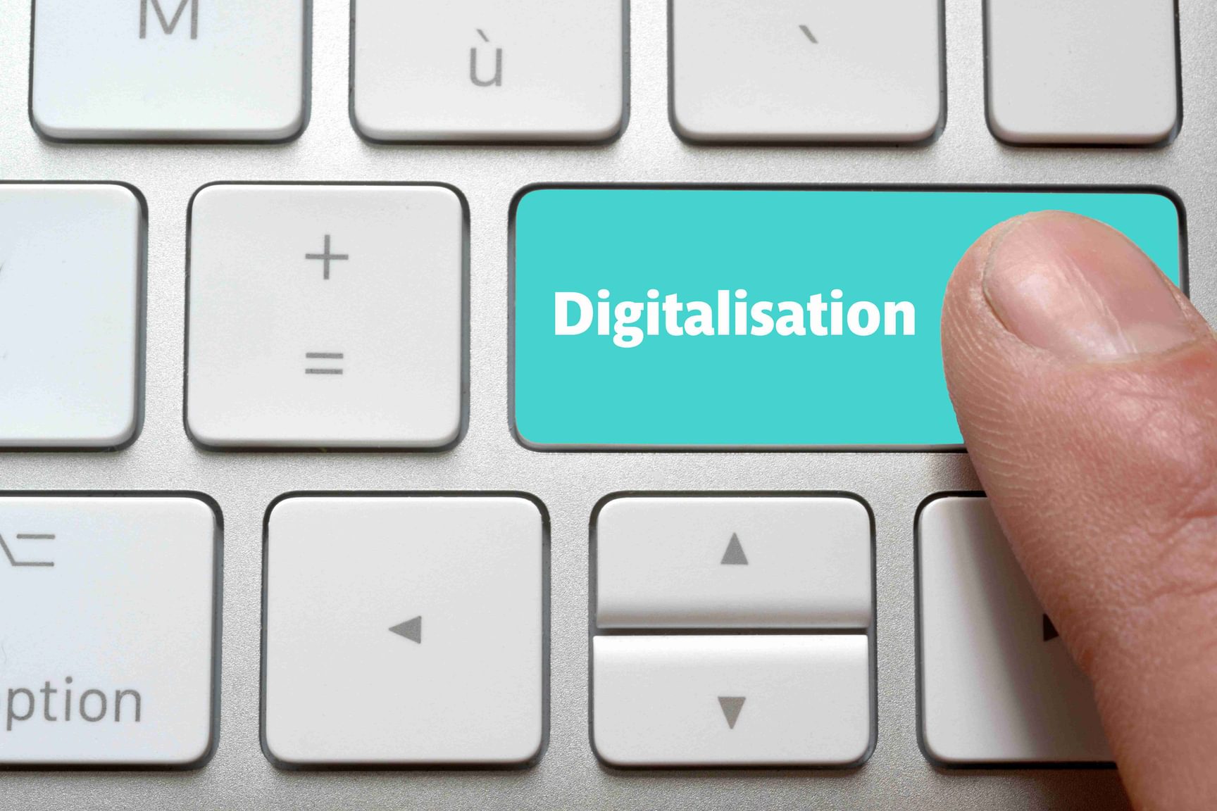 Een close-up van een toestenbord met de focus op een toest genaamd Digitalisation.